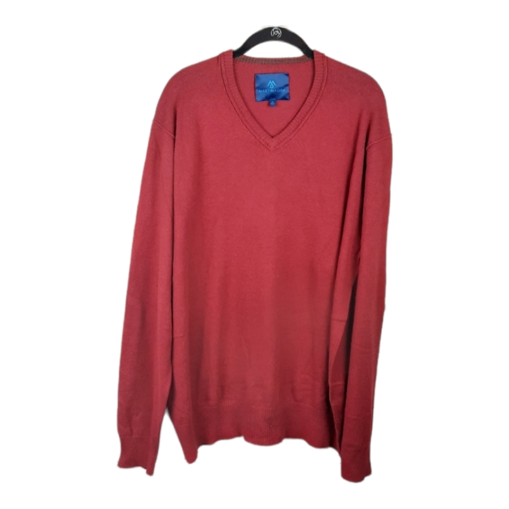 MARTIN  + OSA Men's Burnt Red Cotton Blend Sweater